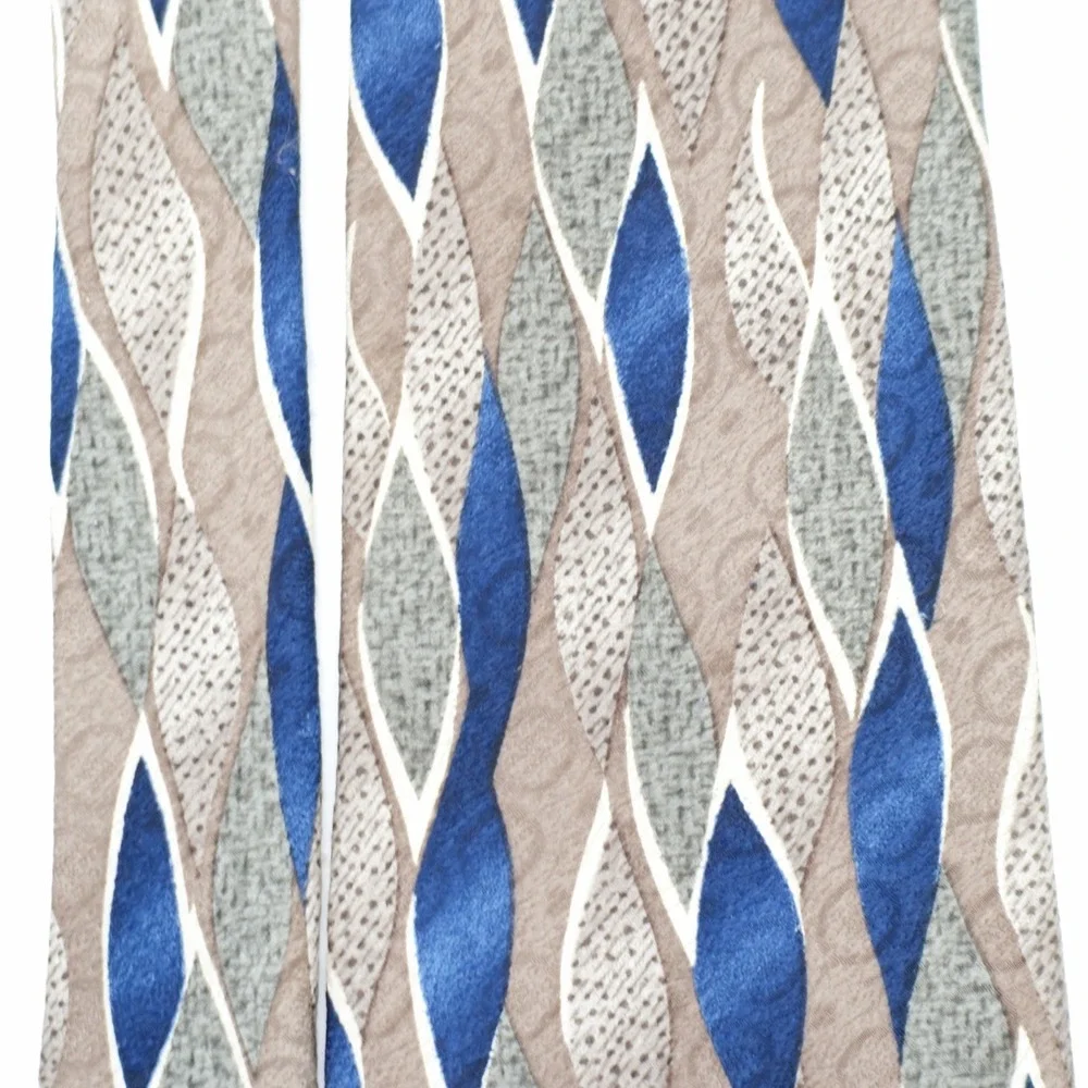 Pierre Cardin Tan Blue Green Abstract Print Wide Silk Tie‎